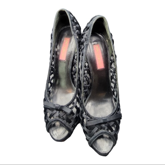 Betsey Johnston heels basket weave with a bow - Picture 1 of 4